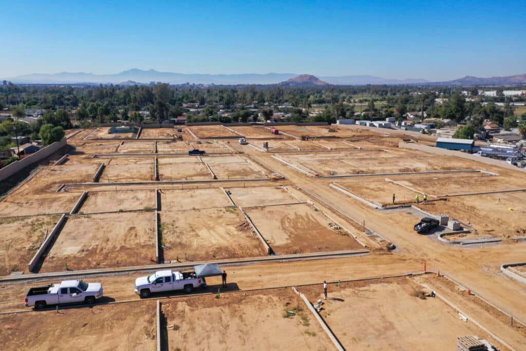 Image of a development site, showcasing land preparation for future construction.