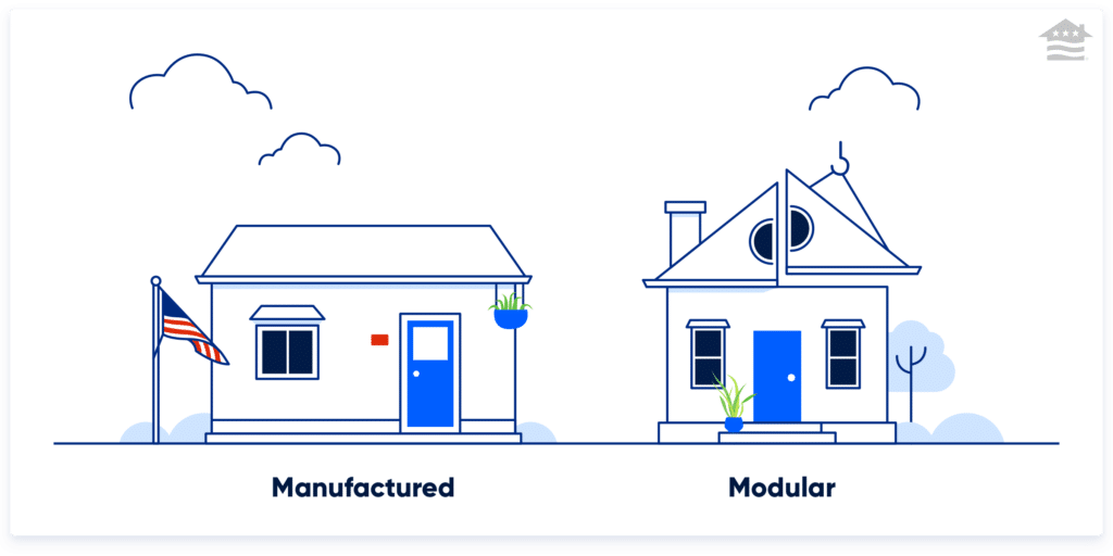 Hero image of manufactured modular homes, showcasing modern housing solutions.