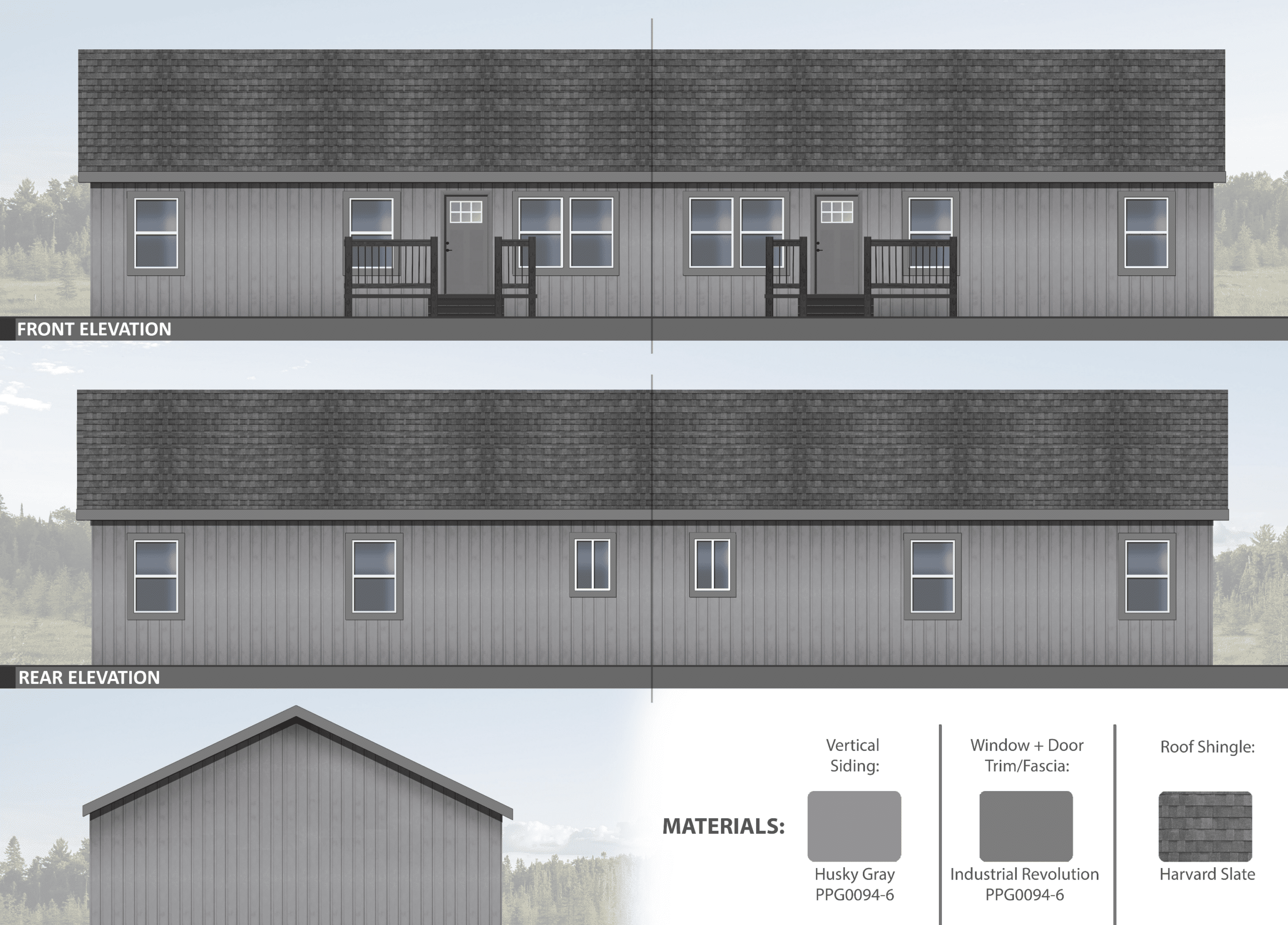 Architectural elevation of a CDA project showing building design details.