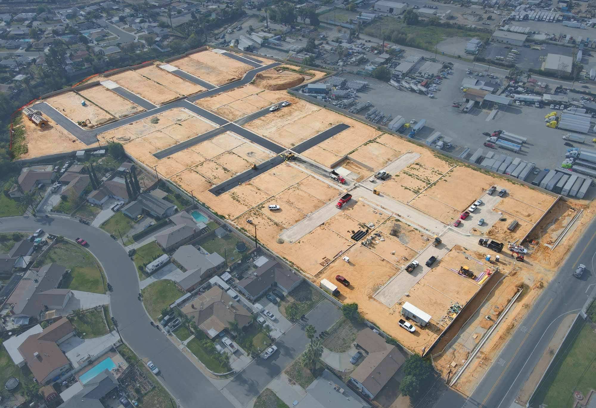 Aerial view of Riverside, highlighting urban planning and affordable housing development.