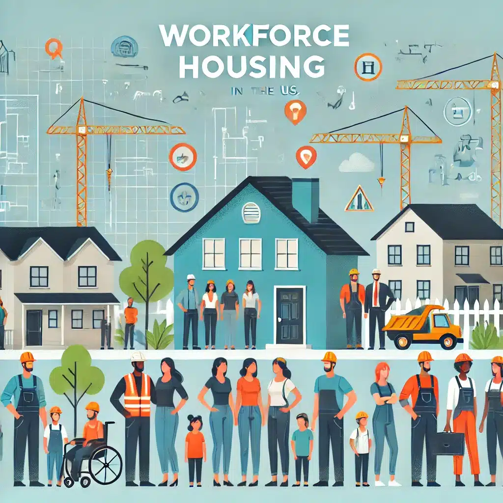 ai generated image of different types of employees and housing construction